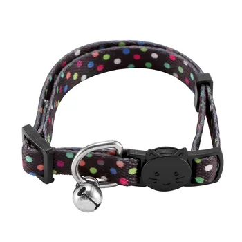 Adjustable Cat Dog Collar Rainbow Nylon Small Cat Collar With Bells Leash Dog Lead Harness