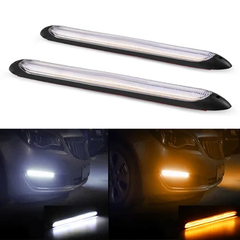 

2Pcs Led Car DRL Daytime Running Lights Waterproof Universal DC 12V Auto Headlight Sequential Turn Signal Yellow Flow Day Light