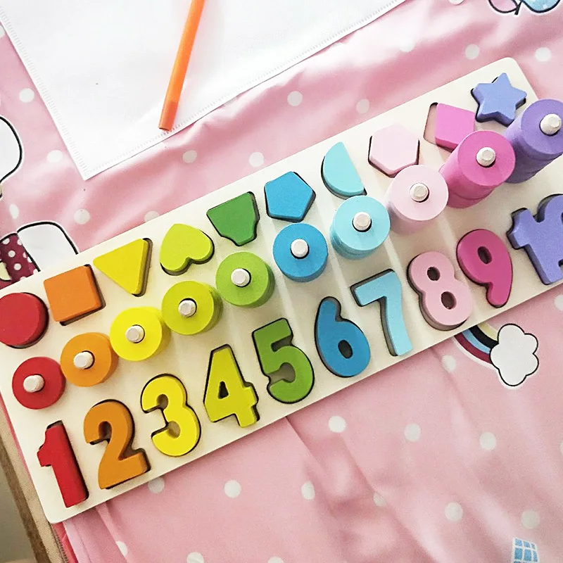  Children Wooden Montessori Learning To Count Numbers Matching Digital Shape Match Early Education T - 4000221861896