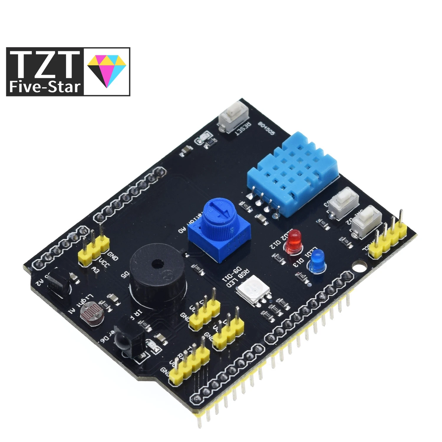 DHT11 LM35 Temperature Humidity Sensor Multifunction Expansion Board Adapter For Arduino UNO R3 RGB LED IR Receiver Buzzer I2C |