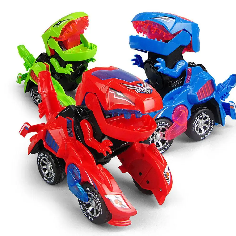 

Children's Toy Creative Mini Dinosaur Morphing Car Electric Toy with Light Music Dinosaur Deformation Car Model Toys