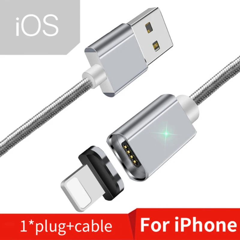 Silver IOS Cable Essager Магнитный Micro Тип usb c кабель IOS для iPhone 11 XR 7 IPad Xiaomi 9 Redmi Note 7 кабели быстрой зарядки телефона код данных - Цвет: Silver IOS Cable