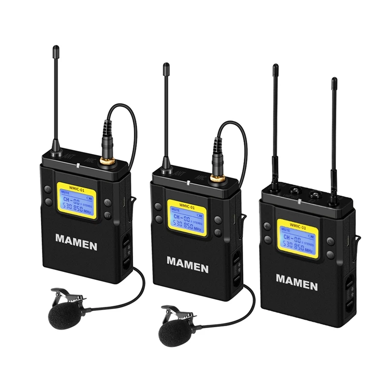 MAMEN WMIC 01 UHF Двухканальный беспроводной микрофон Система 2 передатчика 1 приемник 50
