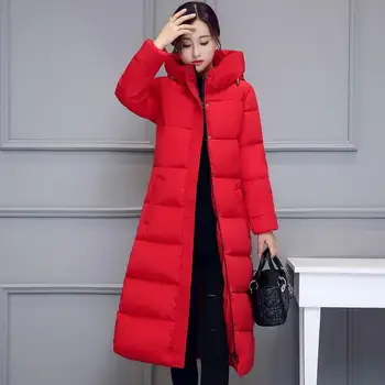 

Fashion 2019 High Quality Women Stand Collar Zipper Jacket Hooded With A Hat Long Parka Warm Thicken Winter Coat