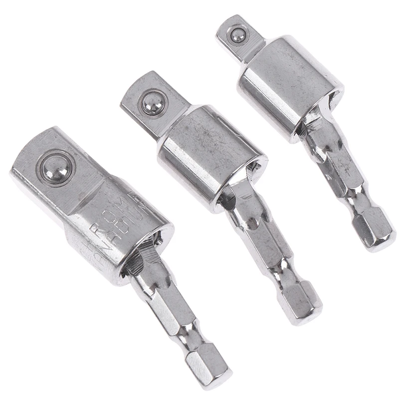 1/2 1/4 3/8 360 Degree Wind Batch Electric Wrench Hex Handle To Square Head Sleeve Conversion Tool Connecting Rod 1PC