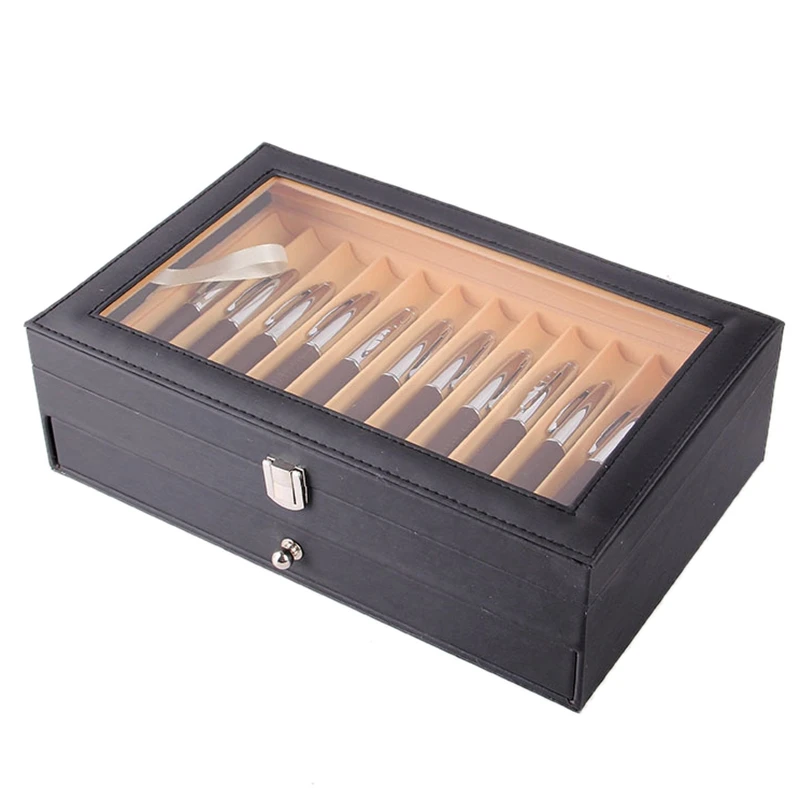 

24 Pen Fountain Wood Display Case Holder Wooden Pen Box Storage Collector Organizer Box