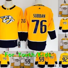 Молодежная вышивка прошитая Nashville#76 PK Subban 35 Pekka Rinne 9 Filip Forsberg 59 Roman Josi 92 Ryan Johansen детская футболка