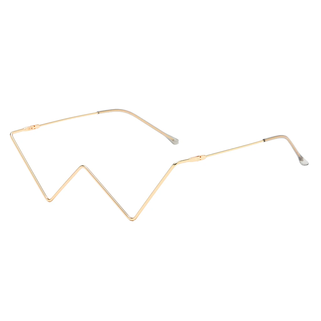 No Lens Eyeglasses Decor Geometric Half Glasses Frame Women Metal Frame Glasses - Fits Any Face Shape