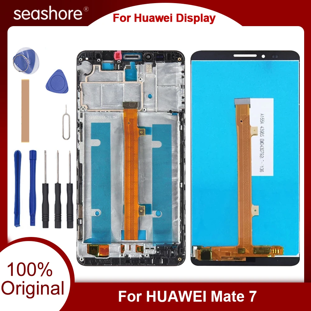 ORIGINAL For HUAWEI Mate 7 LCD Touch Screen Digitizer Assembly For Huawei Mate 7 Display with Frame Replacement MT7-L09 MT7-TL10
