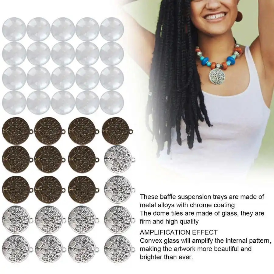 40pcs Retro Metal Round Pendant Base Tray Glass Domes Sheet Jewelry DIY Tool Accessories Bangles for Women | Украшения и