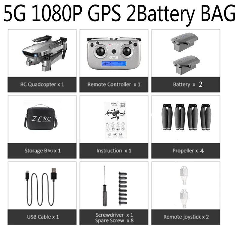 5G 1080P GPS 2B BAG SG907 Квадрокоптер gps Дрон с 4K HD двойной камерой Широкий угол анти-встряхивание Wi-Fi FPV RC складные дроны Профессиональный gps Follow Me - Цвет: 5G 1080P GPS 2B BAG