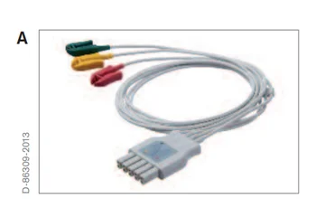 

Original Drager ECG cable, 3-lead, dual-pin connector, IEC2 (AHA/US color code), 1 m MP03412