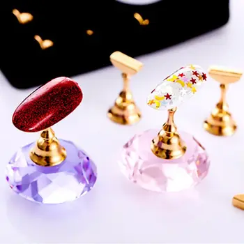 

Alloy Magnetic Nail Tips Stand Holder Set Nail Art Display Faux Crystal Diamond Base for Salon DIY Practice Manicure Tools Kit