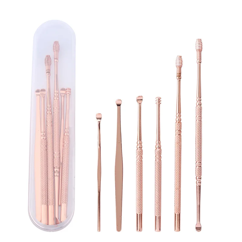 

6pcs/set Ear Wax Pickers Stainless Steel Earpick Wax Remover Curette Ear Pick Cleaner Ear Cleaner Spoon Care Clean Tool
