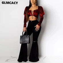 Женские расклешенные джинсы с высокой талией, черные женские рваные джинсы с расклешенным низом, джинсовые обтягивающие джинсы для мам, широкие штаны для женщин