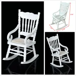 Новинка 1:12 миниатюрная мебель для кукольного домика белое деревянное кресло-качалка пеньковая веревка сиденье