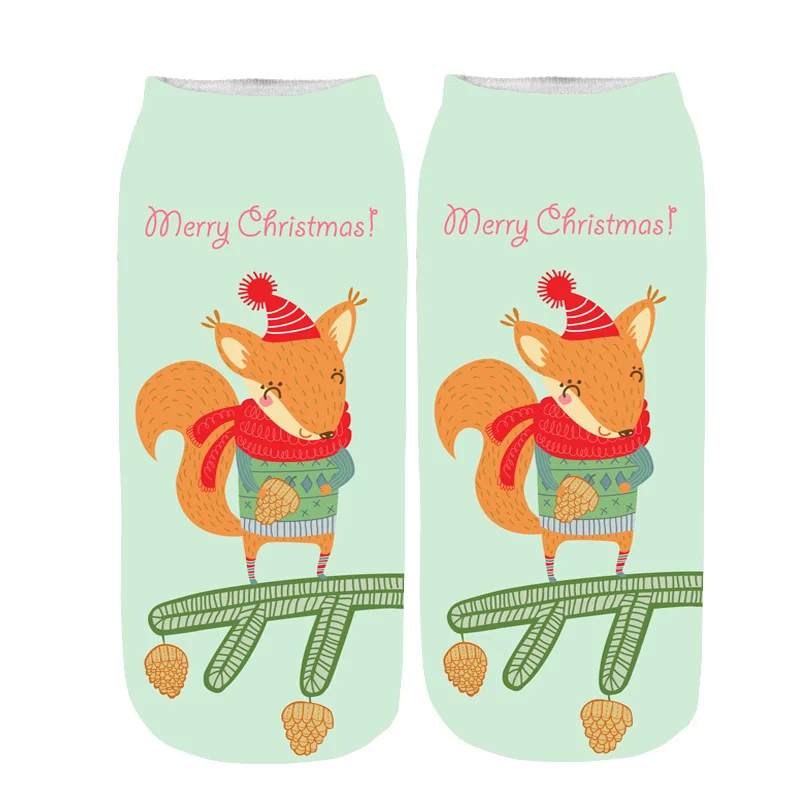 Women Boat Socks 3D Printing Christmas Socks Girl Fashion Unisex Animal Cartoon Funny Low Ankle Socks Christmas Gifts