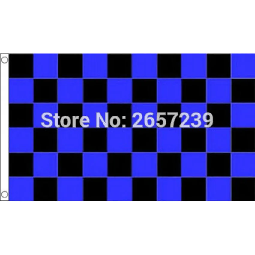 Black and Royal Blue Check Flag Checkered Banner