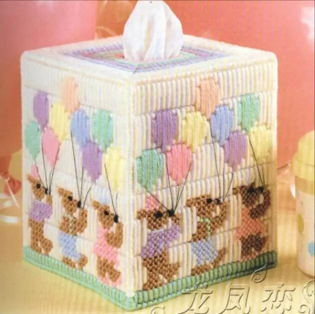 12x12x14 см картонный медведь воздушный шар коробка для хранения салфеток Набор для вышивания DIY ручной работы набор для рукоделия - Цвет: A