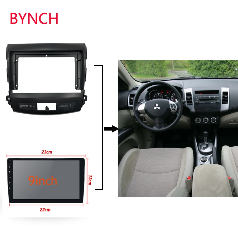 

Радиоприемник подходит для MITSUBISHI OUTLANDER 2008-2012, 9 дюймов, стерео DVD-плеер, устанавливаемая панель с объемной отделкой, защитная рамка