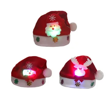 

Children's Hat Gift Christmas Hat Adult Children Cartoon Hat Santa Claus Snowman Hat Luminous Hats Christmas Decorations Led