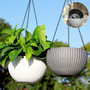 

Rattan Hanging Basket Plastic Nursery Flower Pot Hanging Garden Storage Pot Home Decor