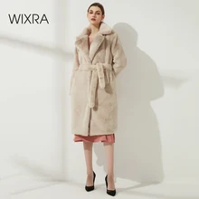 Wixra – manteaux longs en Faux cuir pour femmes, avec poches en fourrure de vison douce, tendance, Style de rue, vêtements d'extérieur courts et amples, hiver