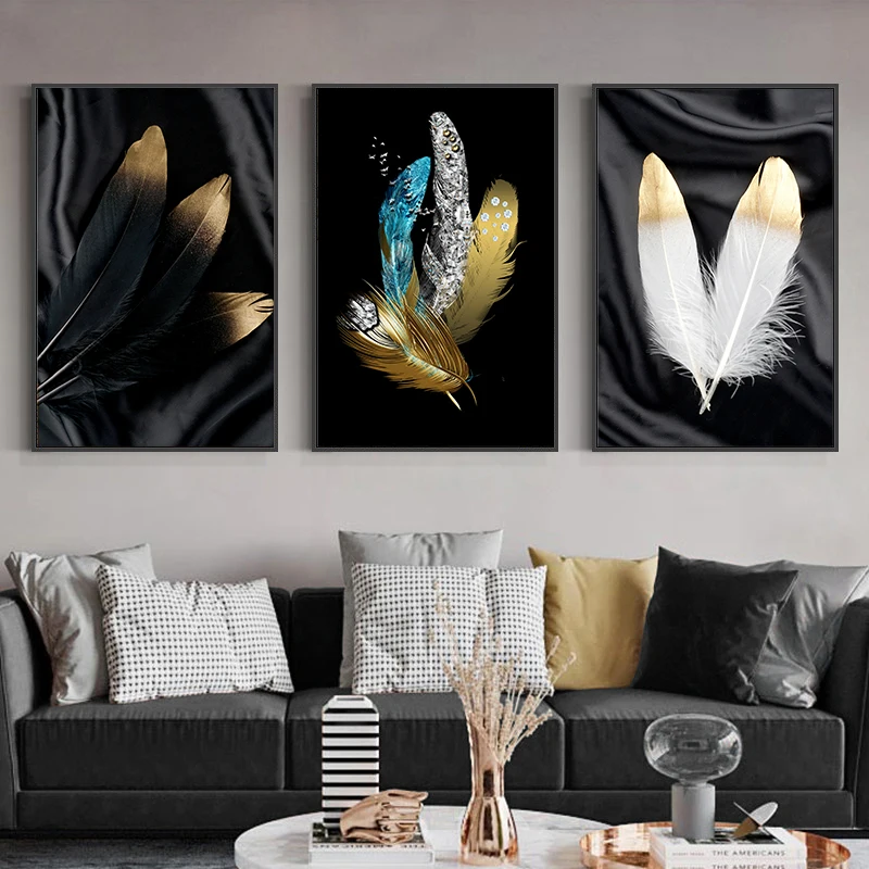 

Modern Flowery Multiple Feather Cup Painting On Canvas Print Nordic Poster Wall Art Picture For Living Room Home Decor Frameless