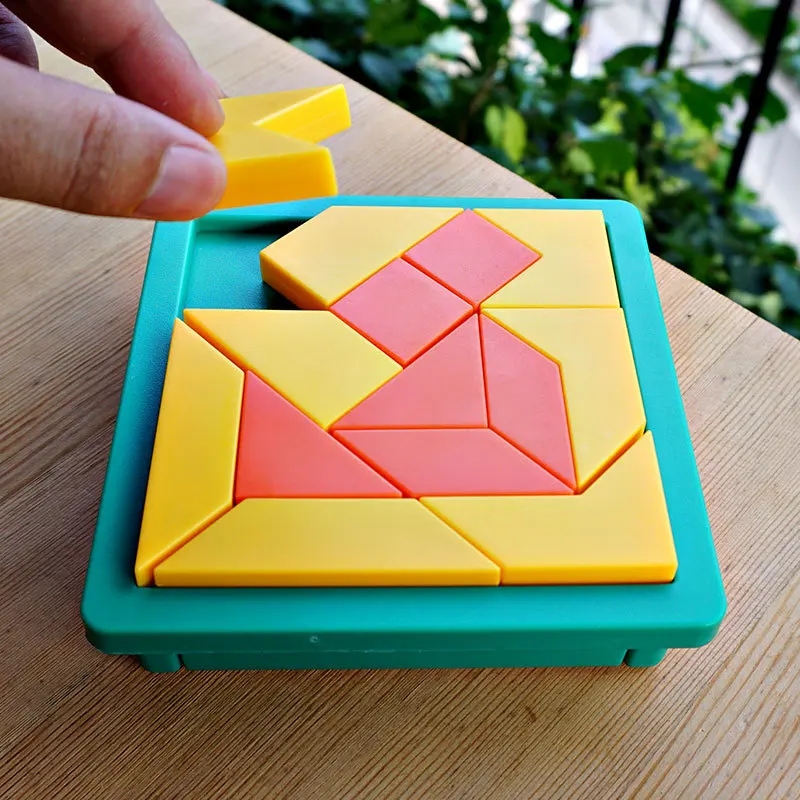 B without box Новая креативная головоломка Tangram Teaser, детские развивающие игры, игрушки для детей, настольная игра для вечеринок - Цвет: B without box