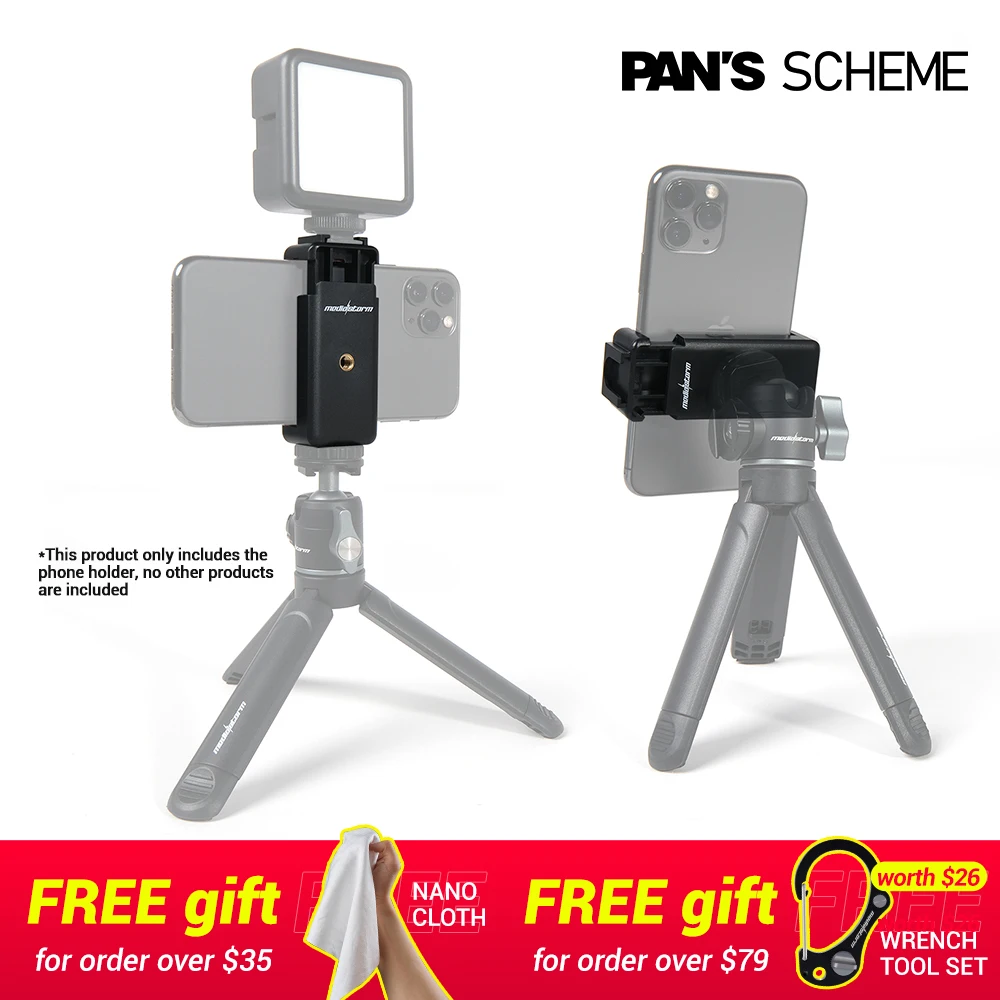 PAN'S SCHEME Phone Holder Clip Universal DSLR Live Vlog Selfie Stick
