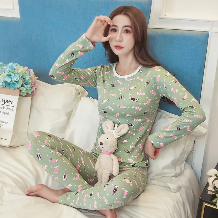 Fall/winter women's milk silk plus velvet long-sleeved autumn clothing pants women's round neck body shaping pajamas