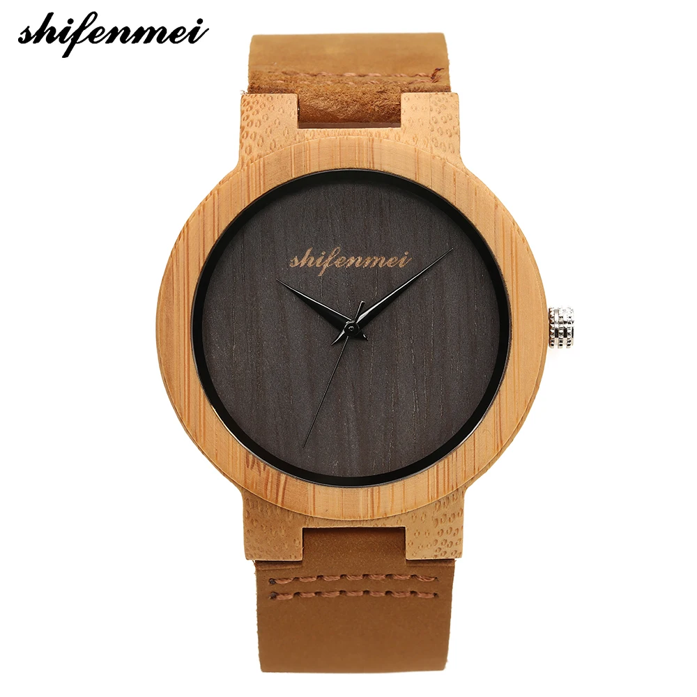 

S2144 Unique Design Lady Wrist Watch Wooden Genuine Leather Band Women Watches Female Nature Wood Clock Gift 2019 New