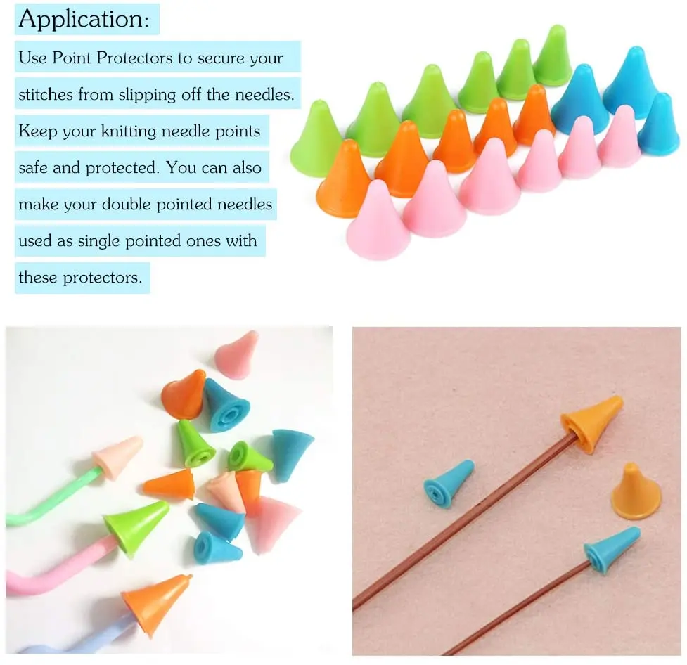 20PCS Knitting Needles Point Protectors/Stoppers, Include 10Small &  10Large, Knit Needle Tip Covers for Beginners Knitting Craft