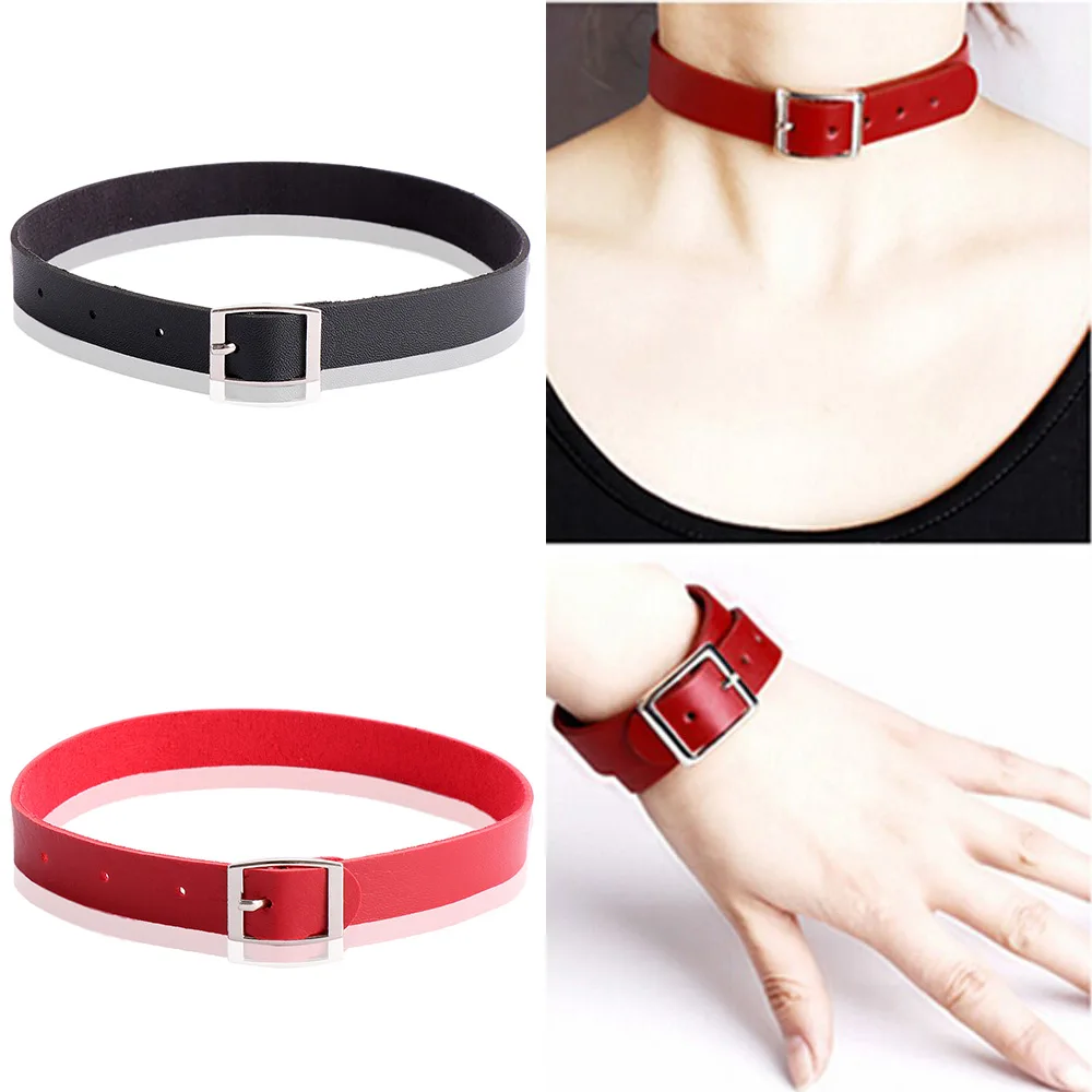Women PU Leather Choker Necklace Red Black Color Gothic Punk Style Fashion Collar Gifts | Украшения и аксессуары