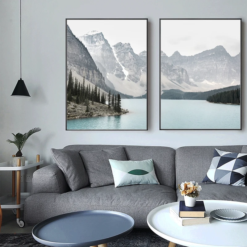 Mountain Lake Forest Wall Art Nature Landscape Pictures Nordic Posters And Prints Canvas Paintings Minimalist Living Room Decor | Дом и сад