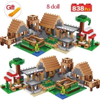 

838pcs The Farm Cottage Building Blocks Technic Compatible Village House Figures Brick Toys For Children