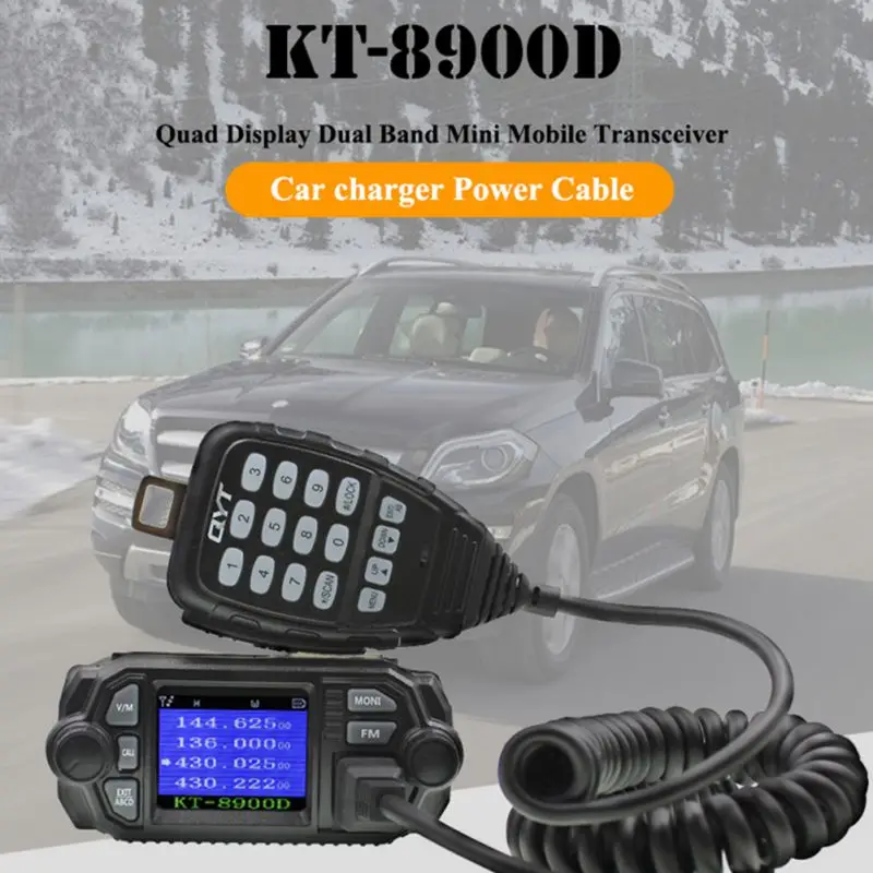 QYT KT-8900D VHF UHF мобильное Радио 2 способ радио Quad дисплей двухдиапазонный мини-автомобиль радио 25 Вт рация KT8900D