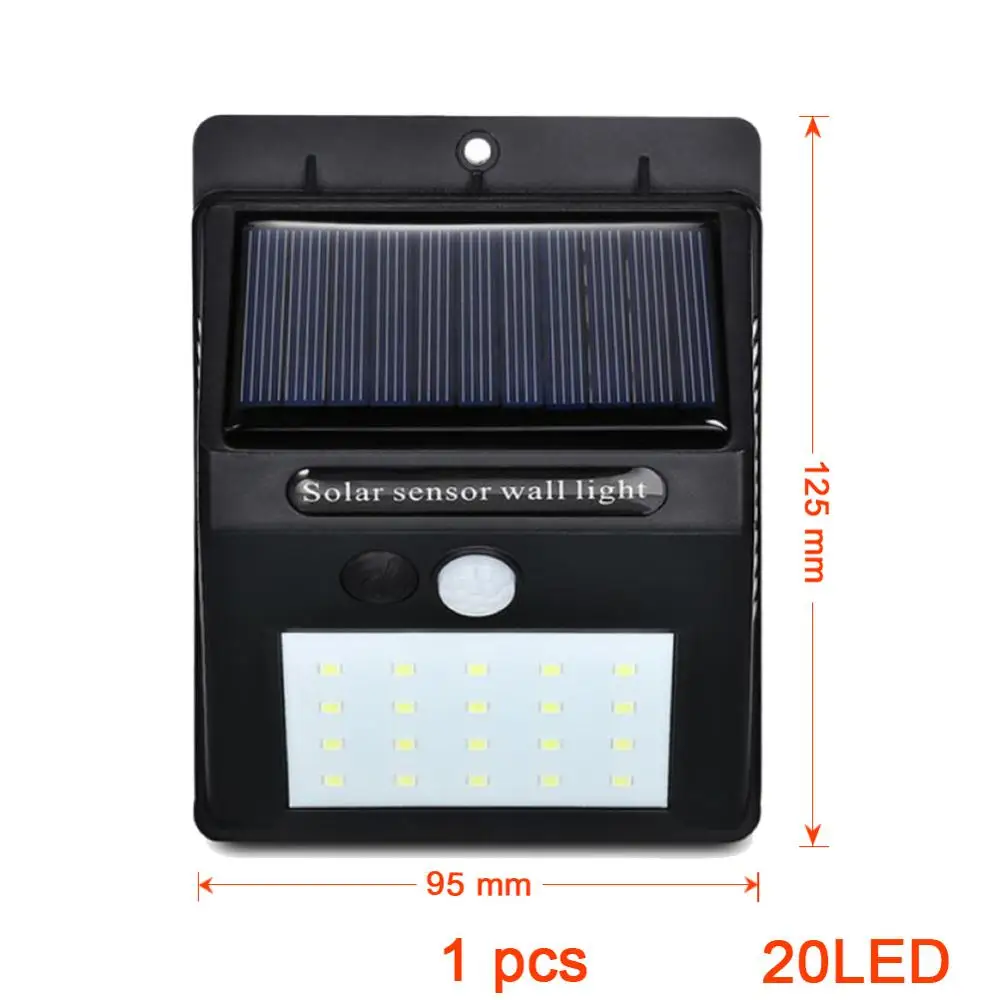 

20LED Sunlight control PIR Motion Sensor Solar Energy Street light Yard Path Home Garden Solar Power lamp Wall Light