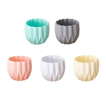 

5PCS Plastic Flowerpot Garden Planter Flower Container Ceramic Plant Pot Striped Plant Container Succulent Planter Mixed Color
