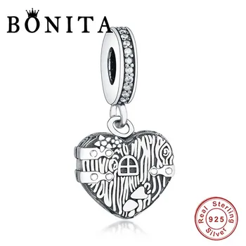

Real 925 Sterling Silver Tree House Heart Charm Dangle Fit Original Charms Bracelet Necklace Beads Berloque DIY Jewelry Making