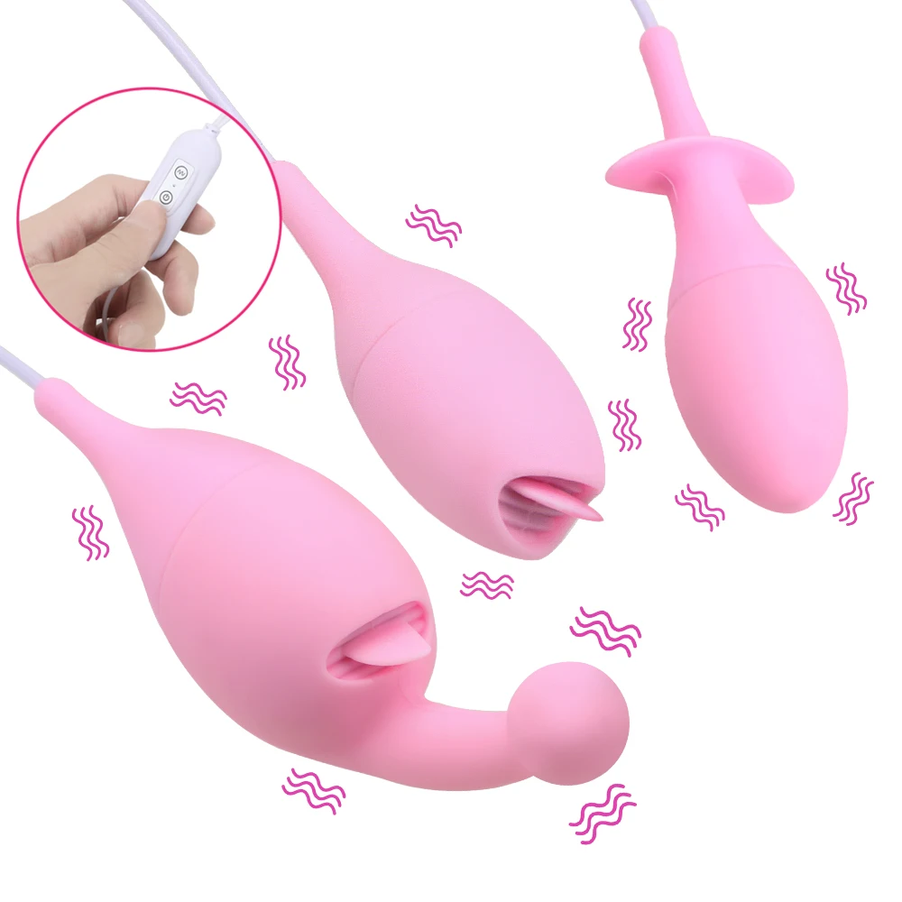 Tongvibrator met anale plug tepel clitoris stimulator massager_voghion.com