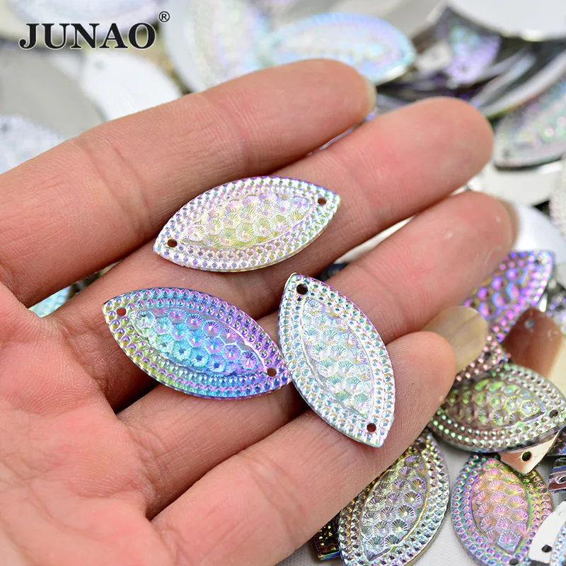 JUNAO 15*30 мм специальные внутренние подкладки для шитья Стразы ab Crystal пришить плоские задние камни лошадиный глаз со стразами и украшением в виде кристаллов смолы аппликация для вышивка рукоделие