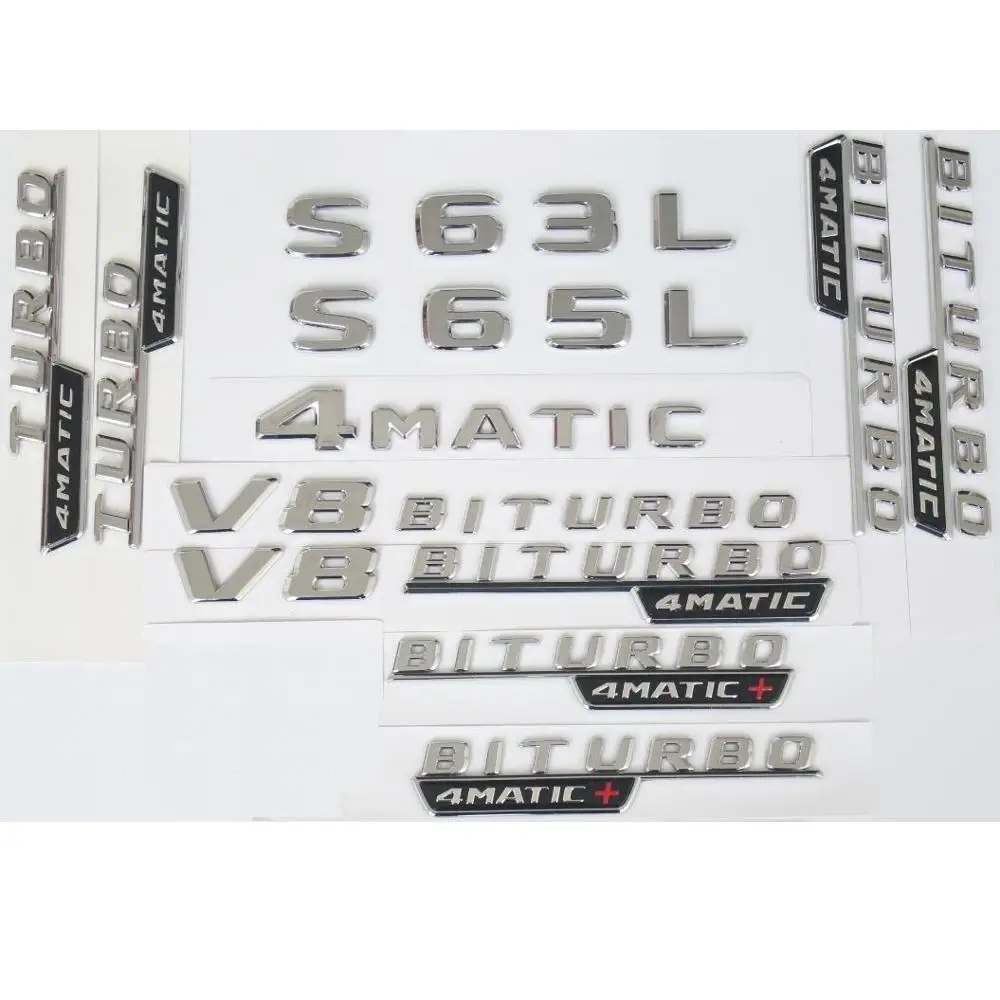 Lettere Cromate S32 S55 S63 Sl63 Sl65 S63L S65L Simboli V8 V12 Biturbo 4Matic Sticker Per Benz Amg Trunk Fender Emblems