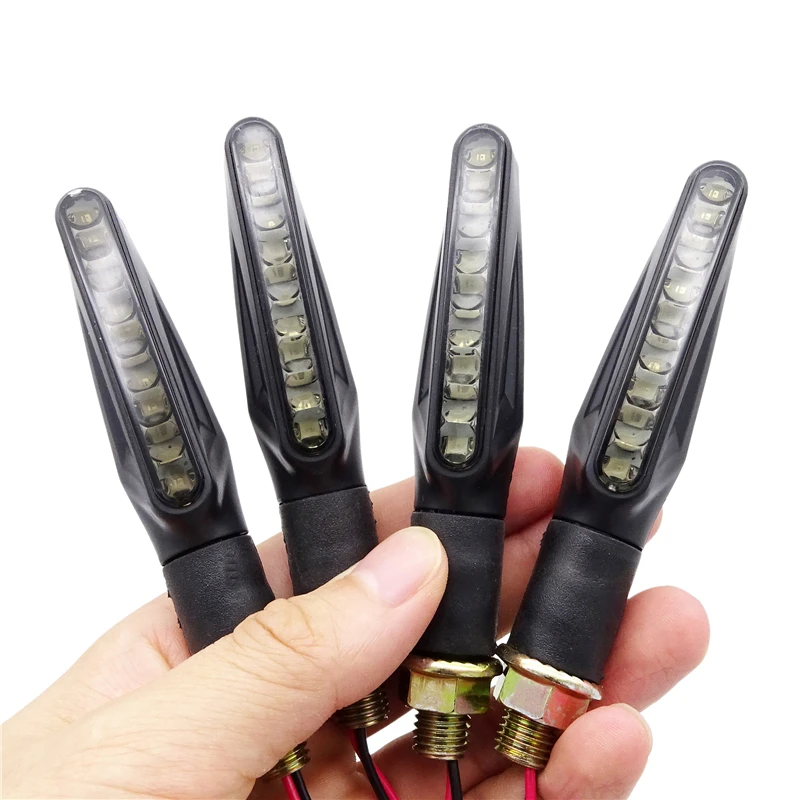 

4 or 2 Pcs Universal Motorcycle Turn Signal Light Motorcycles Flowing Water Blinker Flashing Indicator Bendable Amber LED Light