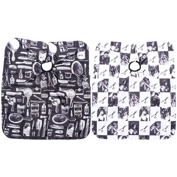 

2pcs Hairdressing Supplies Polyester Cape Apron Cloak Perfect for Hairstylists and Barbers (Black White)