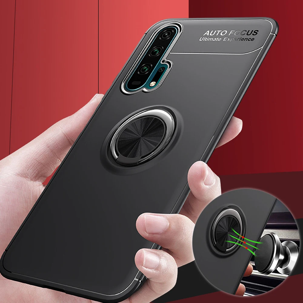 Магнитный чехол-подставка с кольцом-держателем для телефона Huawei Mate20 pro P30 Lite Nine 4e