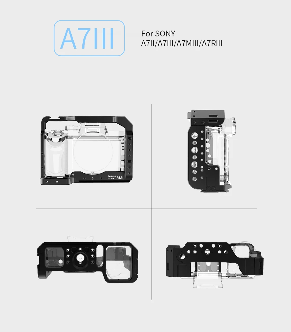 Selens A7iii A7R3 A7M3 Aluminum Alloy Cage Rig Cold Shoe Mount Stand Protective