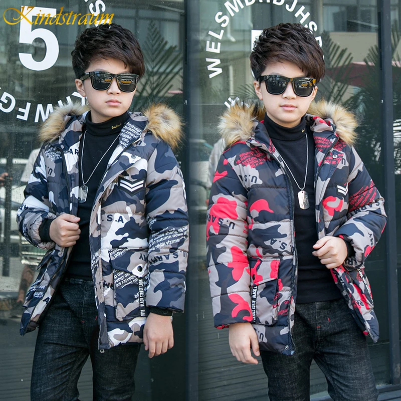 Детская камуфляжная куртка на мальчика и девочку теплая парка из плотного хлопка