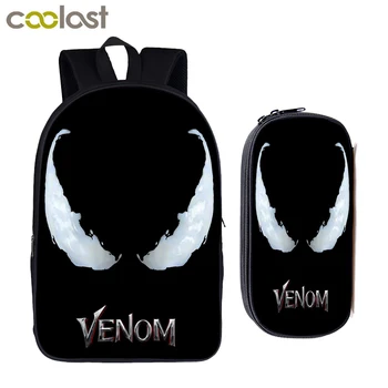 

2Pcs/set venom Backpack + Pencil Bag For Teenager Boy Girl Children School Bags Bagpack Women Mmen Daypack