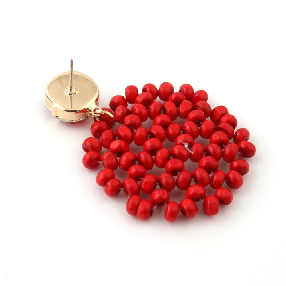 Zouchunfu Pendientes новые модные серьги для женщин, Круглые Подвески ручной работы, деревянные бусины, серьги, богемные ювелирные изделия Oorbellen